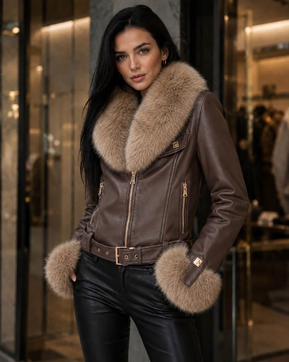 Fur Leather Bőrdzseki Barna ELŐRENDELÉS
