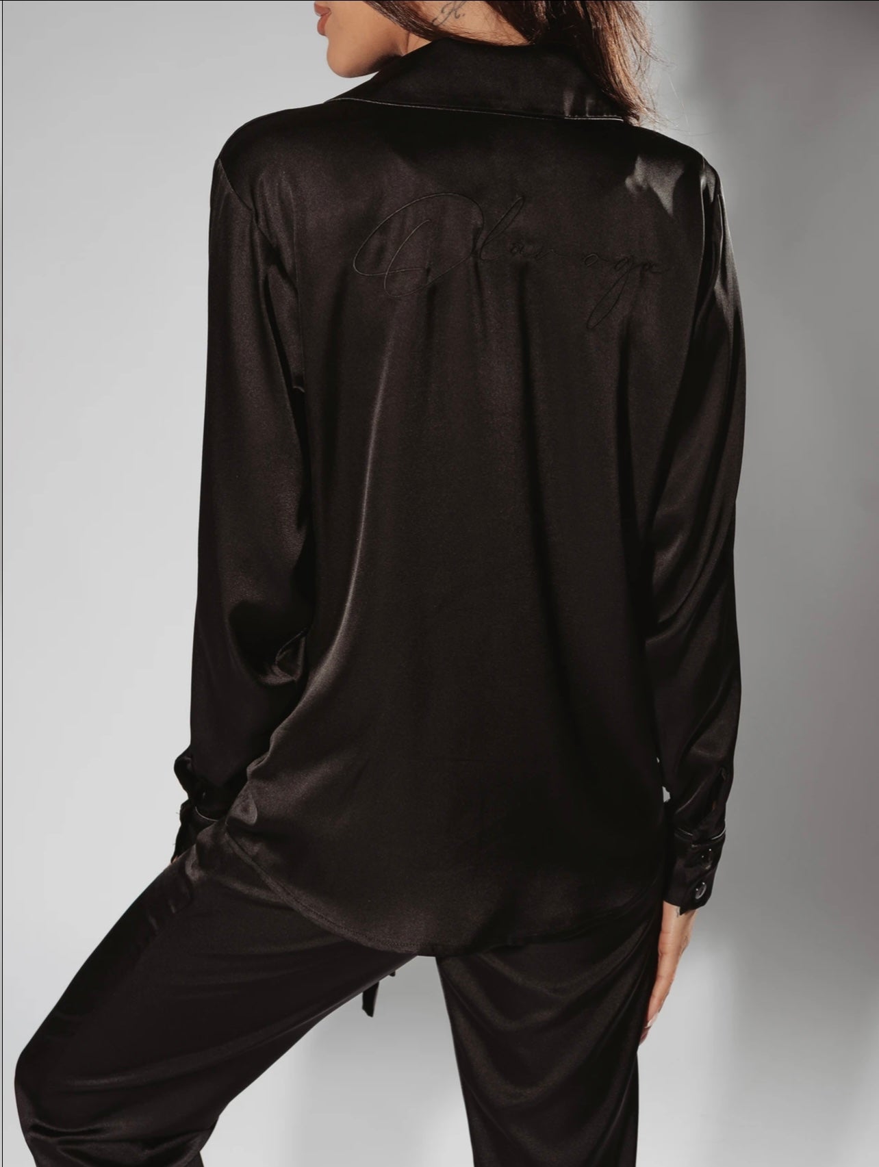 Chic Satin Pizsama Fekete